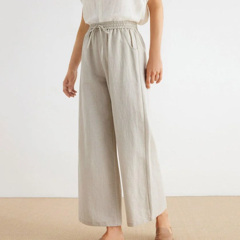 Women's Linen Wide Leg Pants TA5 - Image 5