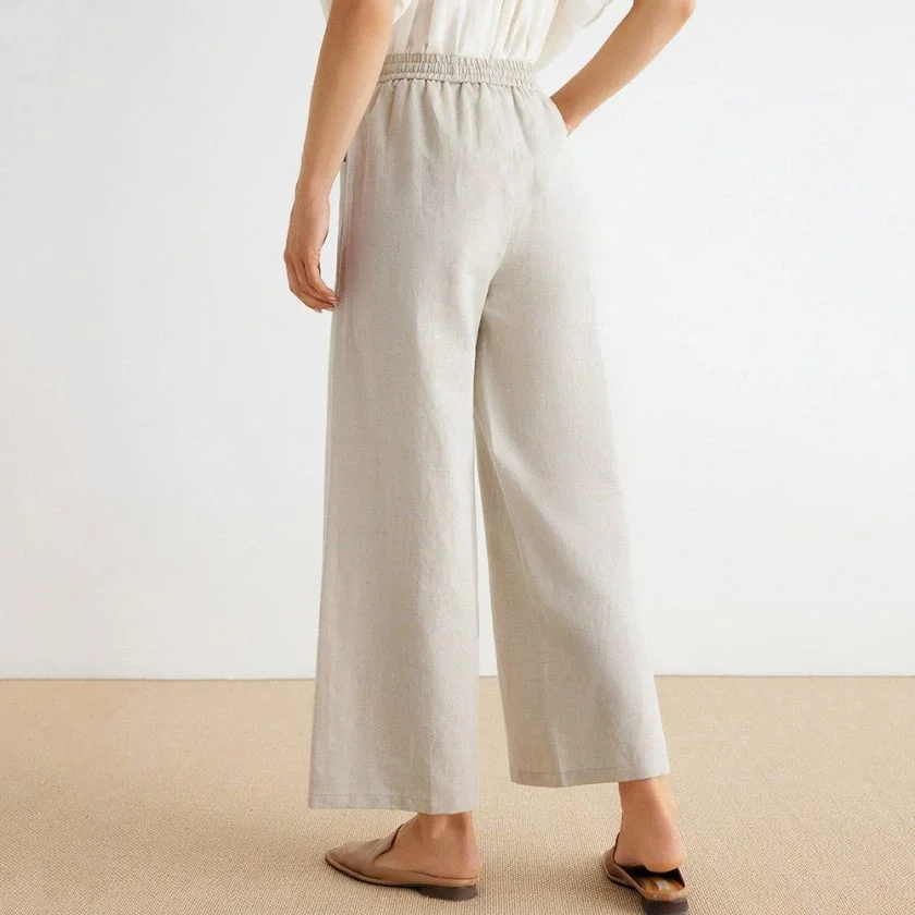 Women's Linen Wide Leg Pants TA5 - Image 4