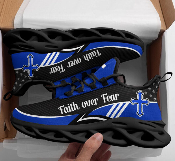 Blue Jesus Faith Over Fear Running Sneakers Max Soul Shoes For Men And Women