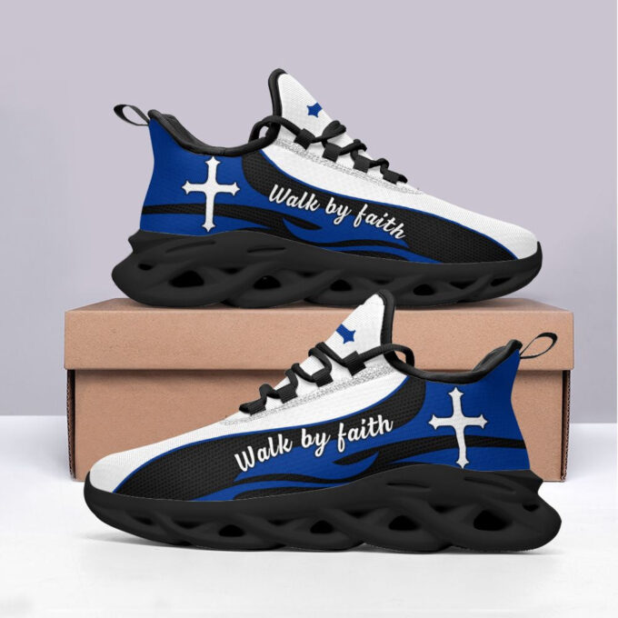 Blue Jesus Walk By Faith Running Sneakers 2 Max Soul Shoes For Men And Women