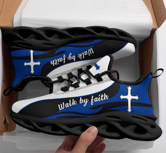 Blue Jesus Walk By Faith Running Sneakers 2 Max Soul Shoes For Men And Women
