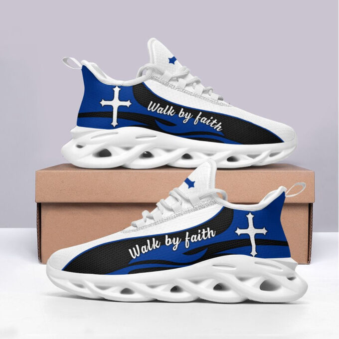 Blue Jesus Walk By Faith Running Sneakers 2 Max Soul Shoes For Men And Women