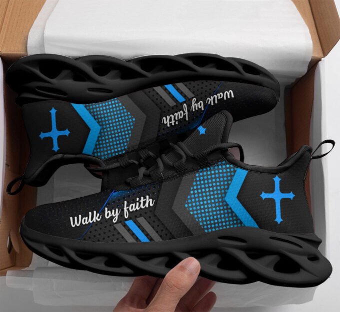 Blue Jesus Walk By Faith Running Sneakers 3 Max Soul Shoes For Men And Women