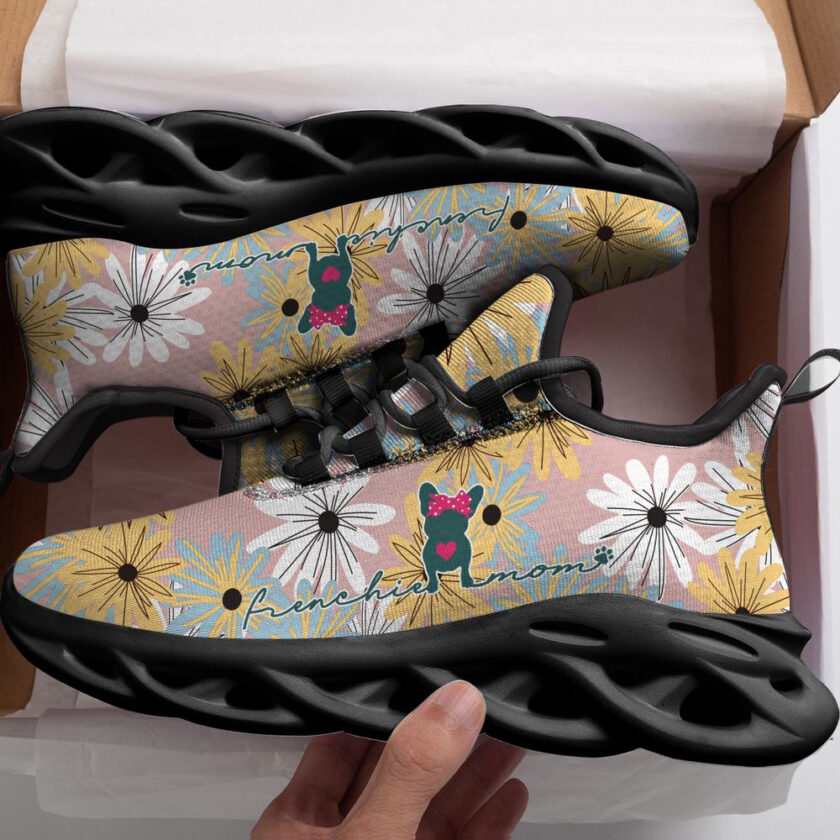 Cute Frenchie Mom, Flowers Max Soul Shoes, Best Gift For Men And Women - Image 2