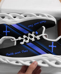 Jesus Black Blue Faith Over Fear Running Sneakers Max Soul Shoes  For Men And Women
