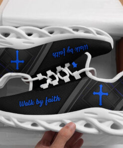 Jesus Black Blue Walk By Faith Running Sneakers 1 Max Soul Shoes  For Men And Women