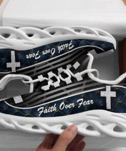 Jesus Black Faith Over Fear Running Sneakers Max Soul Shoes  For Men And Women