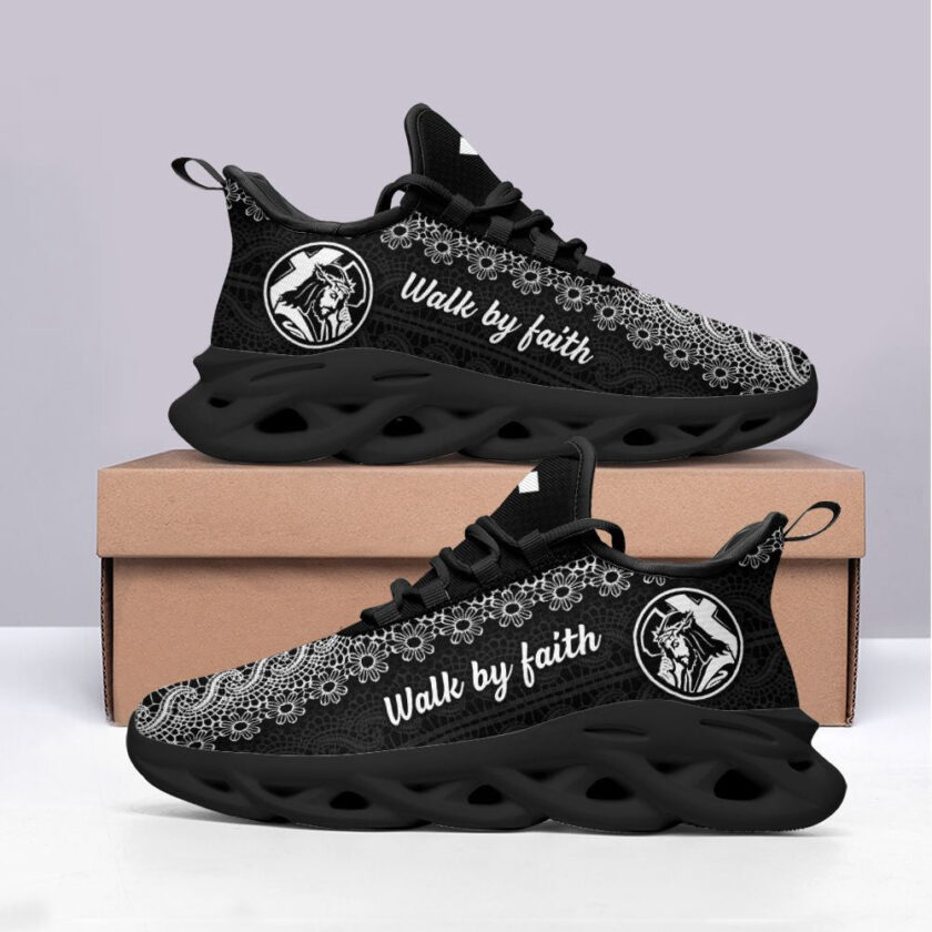 Jesus Black Walk By Faith Running Sneakers 1 Max Soul Shoes  For Men And Women - Image 4