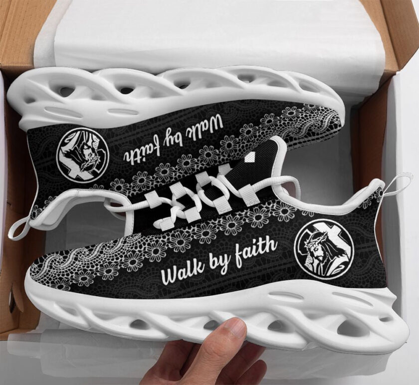 Jesus Black Walk By Faith Running Sneakers 1 Max Soul Shoes  For Men And Women