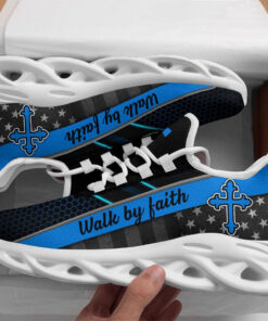 Jesus Blue Walk By Faith Running Sneakers Max Soul Shoes For Men And Women