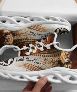 Jesus Faith Over Fear Running Sneakers Black White Max Soul Shoes  For Men And Women