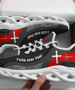 Jesus Faith Over Fear Running Sneakers Grey Max Soul Shoes  For Men And Women