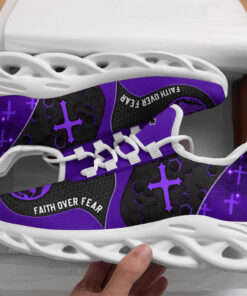 Jesus Faith Over Fear Running Sneakers Purple Max Soul Shoes  For Men And Women