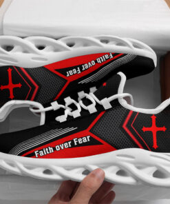 Jesus Faith Over Fear Running Sneakers Red Max Soul Shoes  For Men And Women