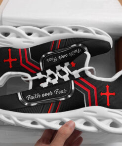 Jesus Faith Over Fear Running Sneakers White And Black Max Soul Shoes  For Men And Women