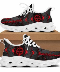 Jesus Red And Black Faith Over Fear Running Sneakers Max Soul Shoes  For Men And Women