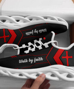 Jesus Red Walk By Faith Running Sneakers 1 Max Soul Shoes  For Men And Women
