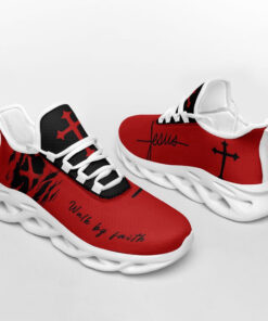 Jesus Red Walk By Faith Running Sneakers Max Soul Shoes For Men And Women