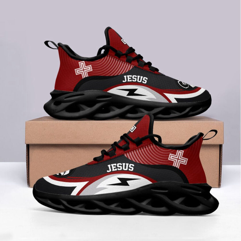 Jesus Running Red Sneakers Max Soul Shoes For Men And Women - Image 4