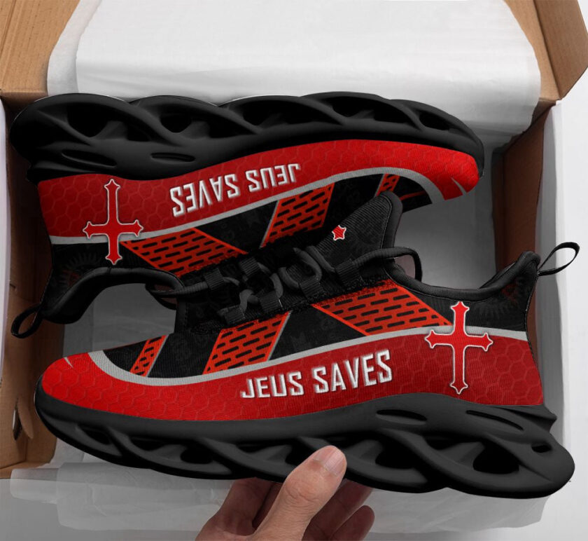 Jesus Running Sneakers Black Red Max Soul Shoes For Men And Women - Image 2