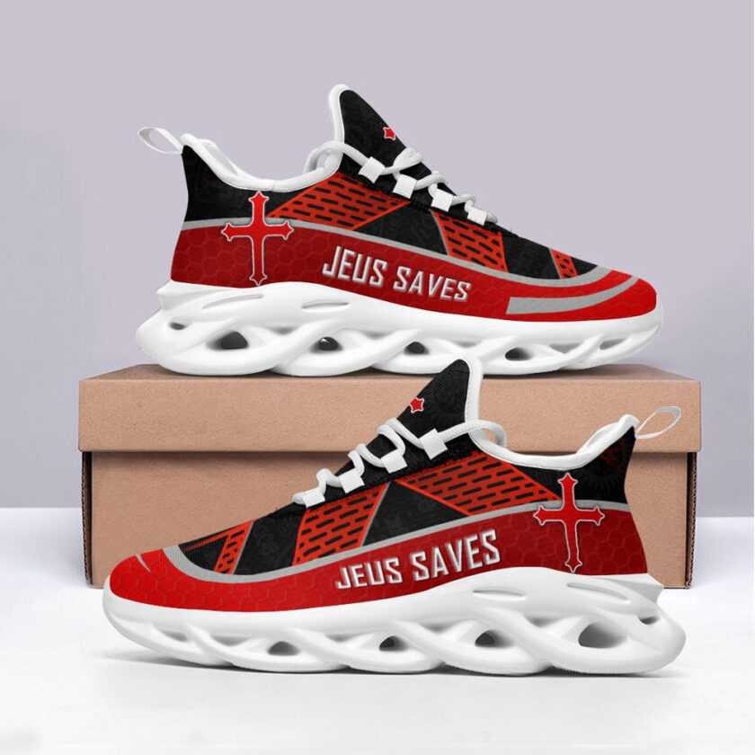 Jesus Running Sneakers Black Red Max Soul Shoes For Men And Women - Image 4