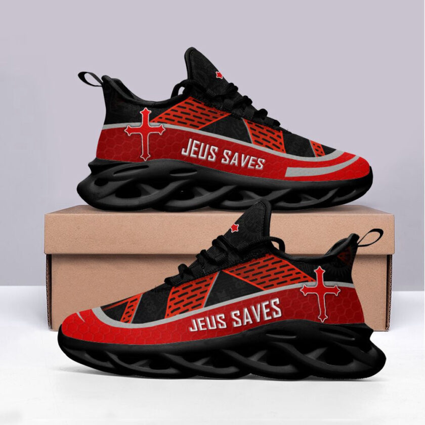 Jesus Running Sneakers Black Red Max Soul Shoes For Men And Women - Image 3