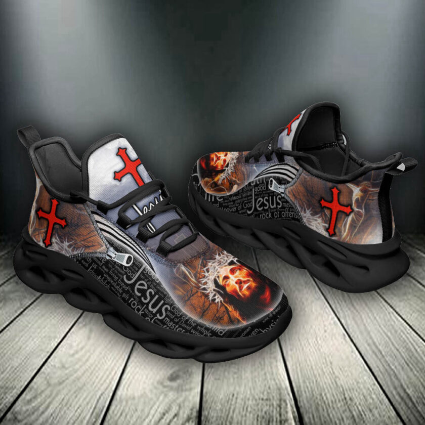 Jesus Running Sneakers Black White Max Soul Shoes For Men And Women - Image 4