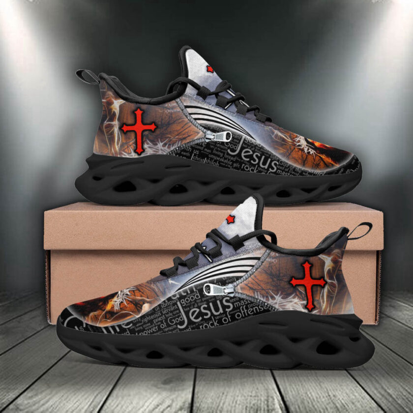 Jesus Running Sneakers Black White Max Soul Shoes For Men And Women - Image 2