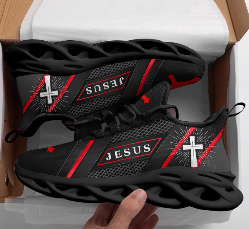 Jesus Running Sneakers Red Black Max Soul Shoes For Men And Women - Image 3