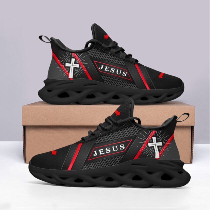 Jesus Running Sneakers Red Black Max Soul Shoes For Men And Women - Image 4