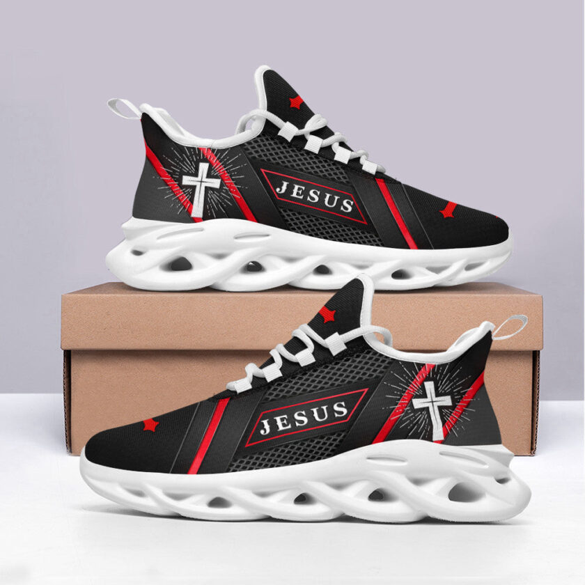 Jesus Running Sneakers Red Black Max Soul Shoes For Men And Women - Image 2