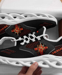 Jesus Saved My Life Running Black Sneakers Max Soul Shoes  For Men And Women