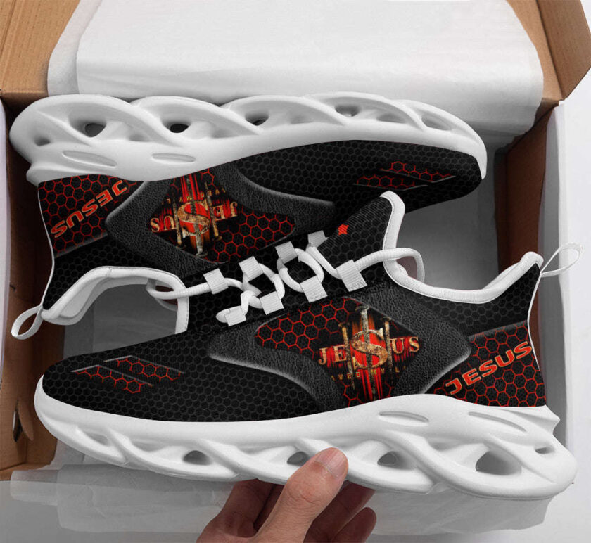 Jesus Saved My Life Running Black Sneakers Max Soul Shoes  For Men And Women