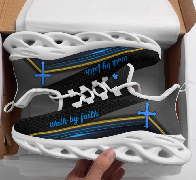 Jesus Walk By Faith Black Running Sneakers 3 Max Soul Shoes  For Men And Women