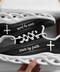 Jesus Walk By Faith Black Running Sneakers 3 Max Soul Shoes  For Men And Women