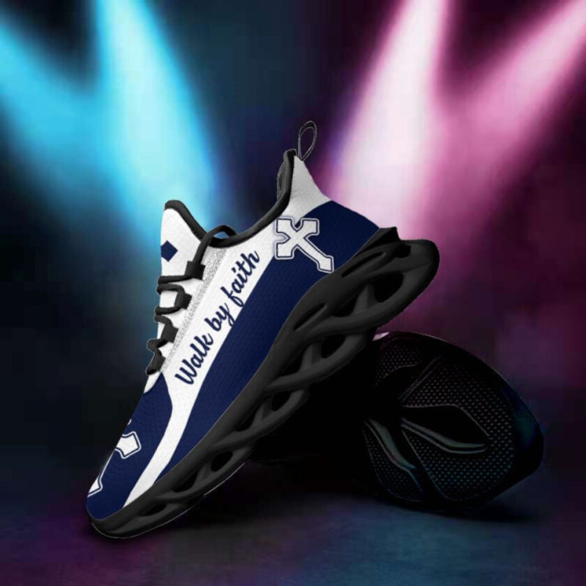Jesus Walk By Faith Blue Running Sneakers 2 Max Soul Shoes  For Men And Women - Image 4