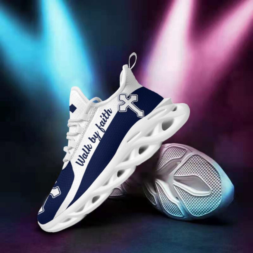 Jesus Walk By Faith Blue Running Sneakers 2 Max Soul Shoes  For Men And Women - Image 3