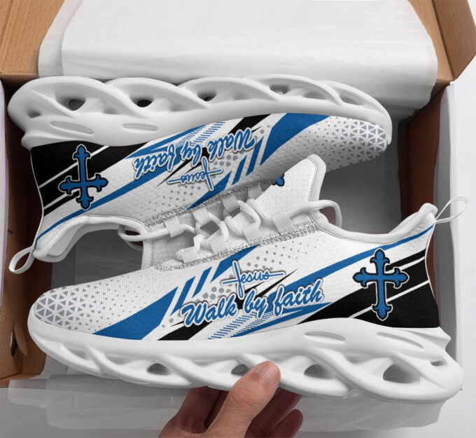 Jesus Walk By Faith Blue Running Sneakers Max Soul Shoes For Men And Women