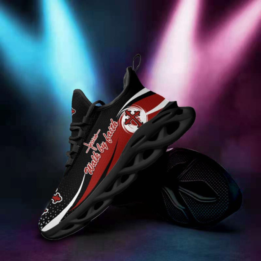 Jesus Walk By Faith Red Running Sneakers 2 Max Soul Shoes  For Men And Women - Image 4