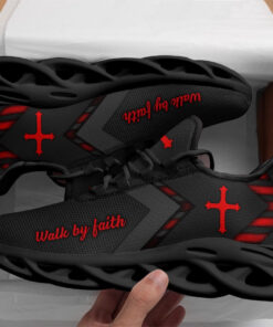 Jesus Walk By Faith Red Running Sneakers 2 Max Soul Shoes  For Men And Women