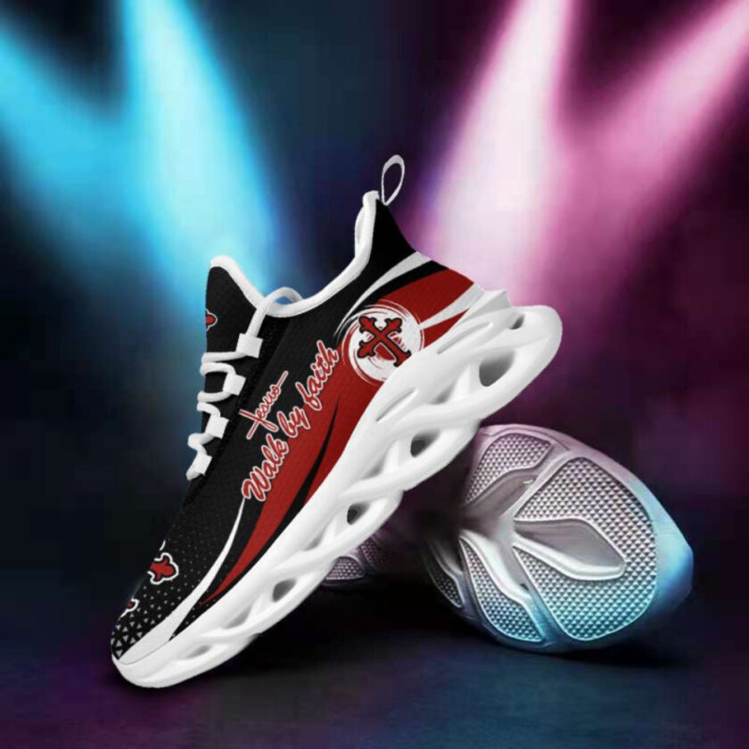 Jesus Walk By Faith Red Running Sneakers 2 Max Soul Shoes  For Men And Women - Image 3