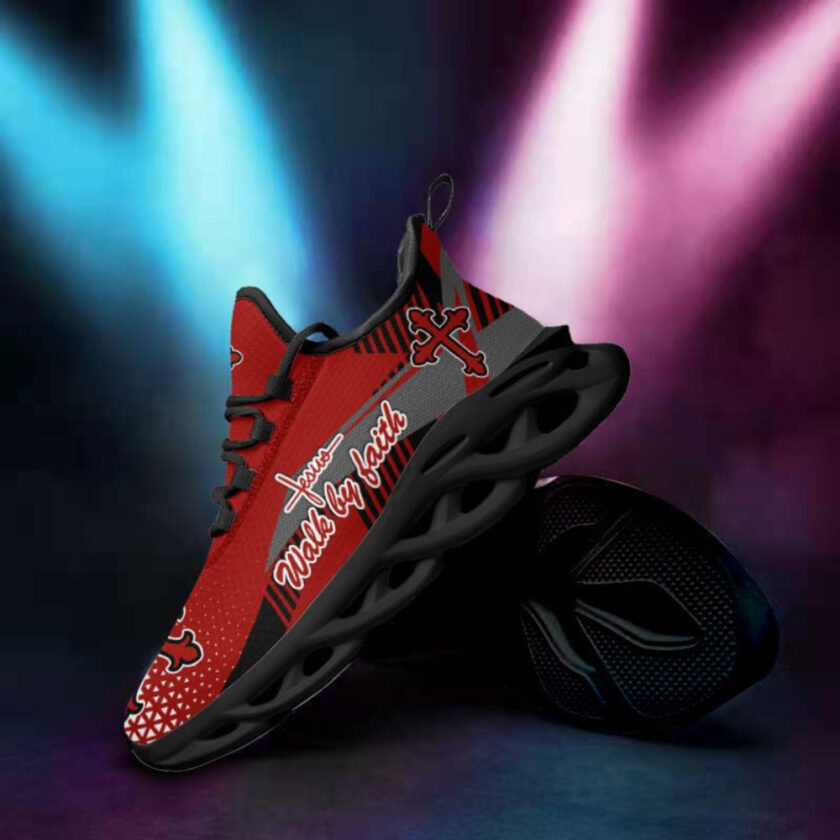 Jesus Walk By Faith Red Running Sneakers 2 Max Soul Shoes  For Men And Women - Image 4