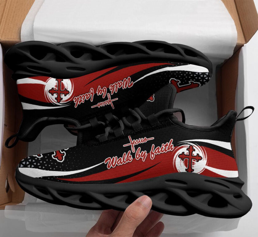 Jesus Walk By Faith Red Running Sneakers 2 Max Soul Shoes  For Men And Women - Image 2