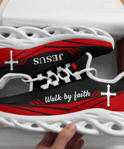 Jesus Walk By Faith Red Running Sneakers 3 Max Soul Shoes  For Men And Women