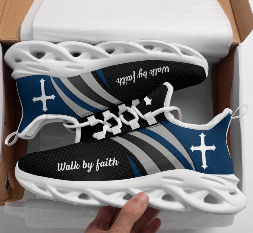 Jesus Walk By Faith Running Black Sneakers 1 Max Soul Shoes  For Men And Women