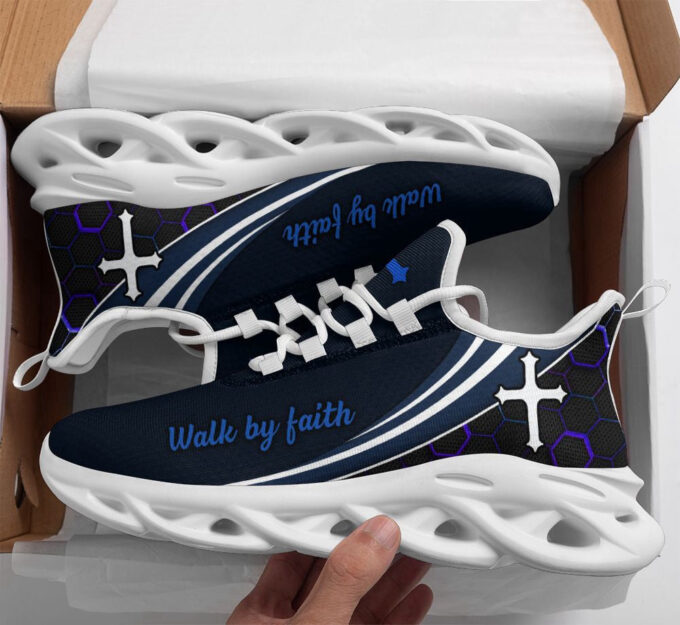 Jesus Walk By Faith Running Blue Sneakers 2 Max Soul Shoes For Men And Women