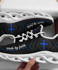 Jesus Walk By Faith Running Sneakers Black 2 Max Soul Shoes  For Men And Women
