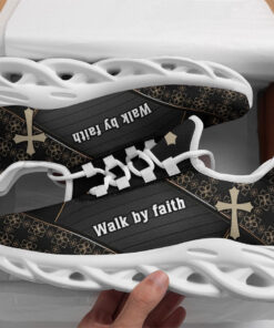 Jesus Walk By Faith Running Sneakers Black 3 Max Soul Shoes  For Men And Women