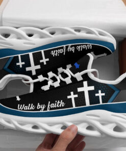 Jesus Walk By Faith Running Sneakers Blue 1 Max Soul Shoes  For Men And Women