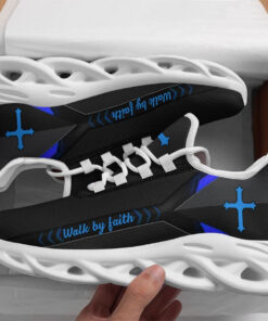 Jesus Walk By Faith Running Sneakers Blue Black 2 Max Soul Shoes  For Men And Women
